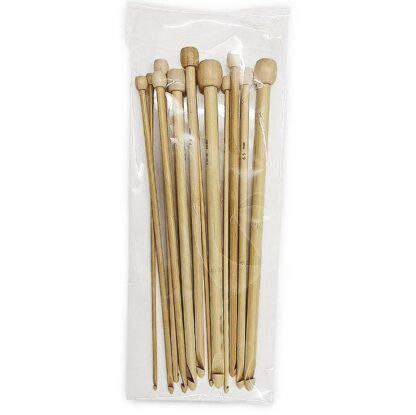 N011 - Sæt på 12 stk. Tunesiske hæklenåle i den fineste bambus