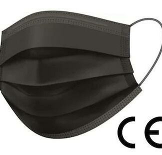 Mundbeskyttelse, CE-godkendt, IIR-klasse, 3-lags filter, 50 stk, ansigtsmaske, sort